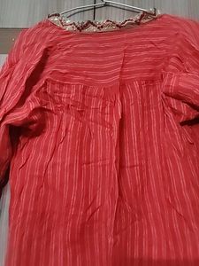 Red Apple Cut embellished Short Kurti