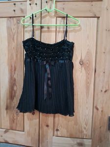 Elegant Black Pleated Cami Top