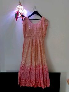 Stunning peach and pink ombre Sequin Ethnic kurti