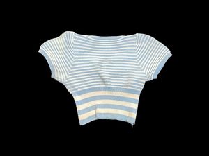 Striped Knit Top - Light Blue &amp; White