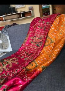 new jaipuri print nd Embroidered Saree