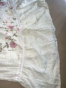 Embroidered White Cotton Frock