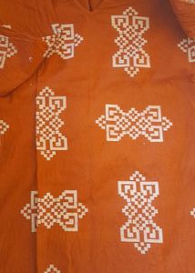 Orange Kurta with White Geometric Print