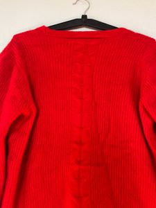 Red V-Neck Button-Up Cardigan