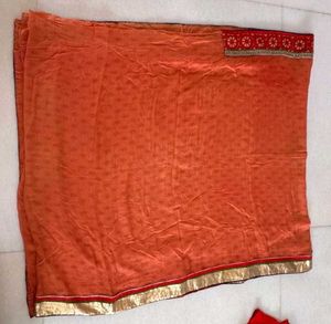 Festive Rust Orange Saree | Traditional Border