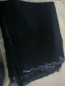 Elegant Black Saree with Embellished Border