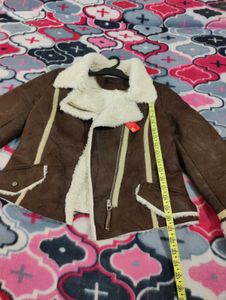 Women Shearling Aviator Suede Jacket