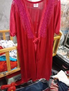 Red Lace Trim Nightgown