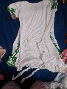 White top with Green Embroidery