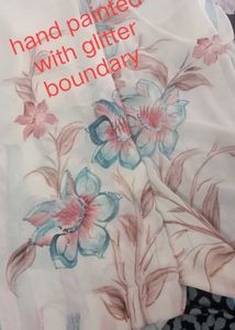 Hand Painted saree with Glitter