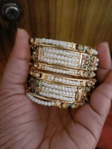 Elegant Pearl &amp; kundan Bangles