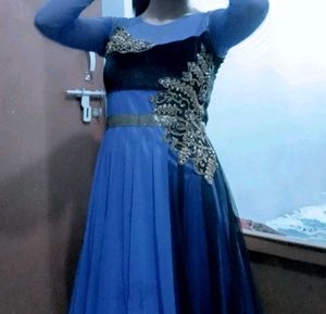 Elegant Blue & Black Gown
