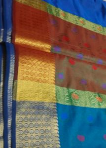 Elegant Blue Saree with Golden Border