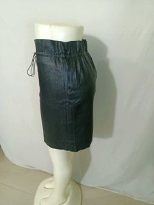 H&amp;M Black Faux Leather Mini Skirt Free Size