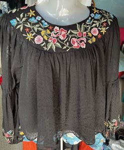 Embroidered Black Blouse
