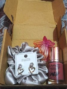 Gift Set: Earrings, Scrunchie, Nail Polish
