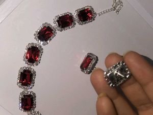 Combo|| Emerald and Red Necklace Set
