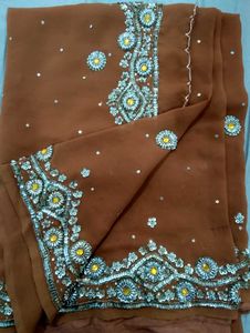 Embellished Brown Saree