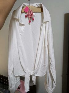 White Tie-Front Shirt