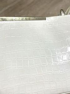 Chic White Croc Embossed Shoulder Bag