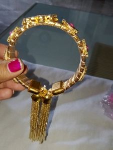 Golden  Kundan Kada With  Tassel