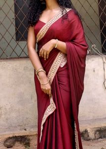 Maroon Saree with Gold Embellishments