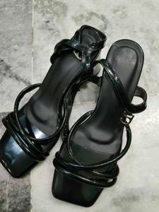 Chic Black Patent Block Heels
