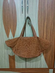 Brown Embossed Hobo Bag