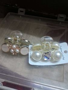 Elegant Pearl & Rhinestone Hair Clips (Set of 2)