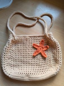 price drop Crochet Mesh Bag with Starfish Accent
