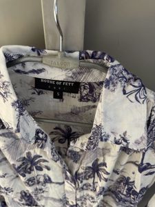 Boho Blue &amp; White Print Midi Dress