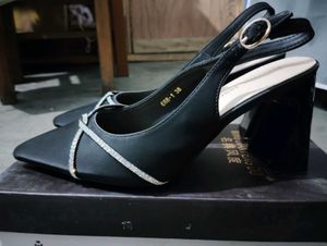 Sparkling Black Slingback Heels