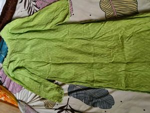 Lime Green Embroidered Kurta with lower