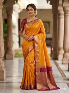 Elegant orange Silk Saree