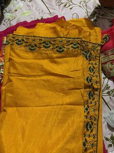 Vibrant Yellow Embroidered Saree