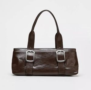ZARA Elongated Chocolate Brown Shoulder Bag