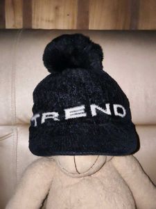 Cozy Black Beanie with "TREND" Logo