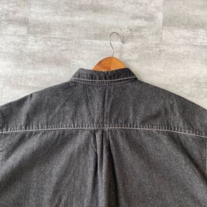 Men's Dark Wash Denim Short Sleeve Shirt