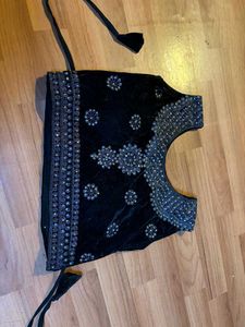 Elegant Embroidered Velvet Top &amp; Skirt Set