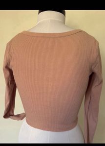 Ribbed Long Sleeve V-Neck Top