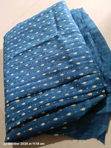 Blue saree with Gold Print