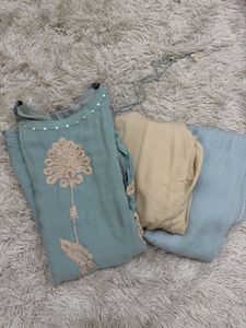 Beautiful Blue Kurta Set with Intricate Embroidery