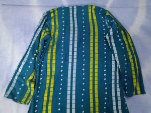 Teal &amp; Yellow Striped Kurta