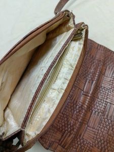 Brown Textured Crossbody Bag