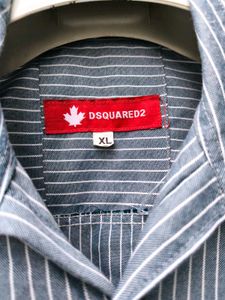 New with tag Korean Blue Striped Button-Up Shirt