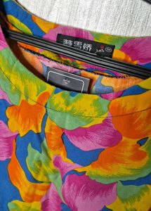 Vibrant Floral Print Short Sleeve Top