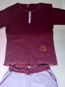 Lovable Burgundy &amp; Lavender Sweatpants Set