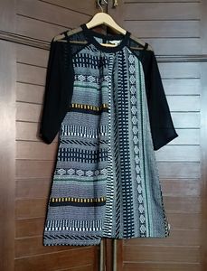 AND Brand Black Printed Casual Regular Fit Dress