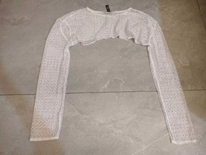Women Regular Fit Mesh Shrug Top