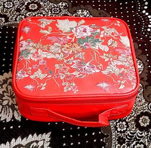 Red Floral Cosmetic Bag